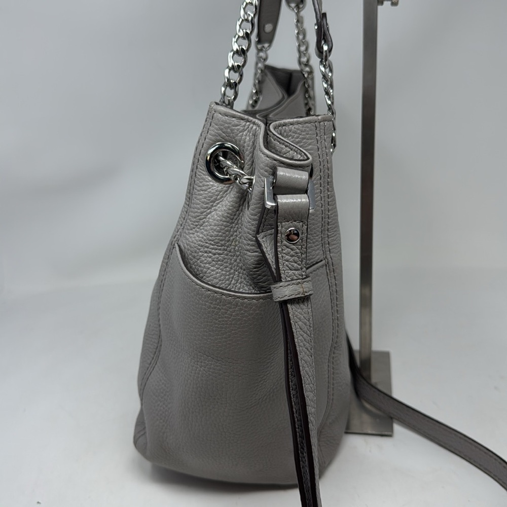 Michael Kors Jet Set Chain Gray Pebbled Leather Shoulder Bag - Picture 4 of 13
